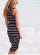 Vertical Stripes Shoulder Straps Maxi Dress 